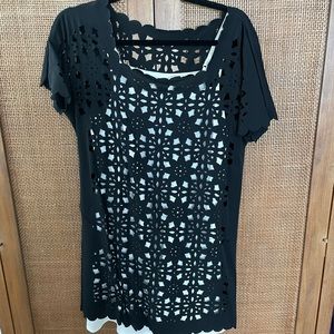 Fumblin Foe Black and White Laser Cut Dress